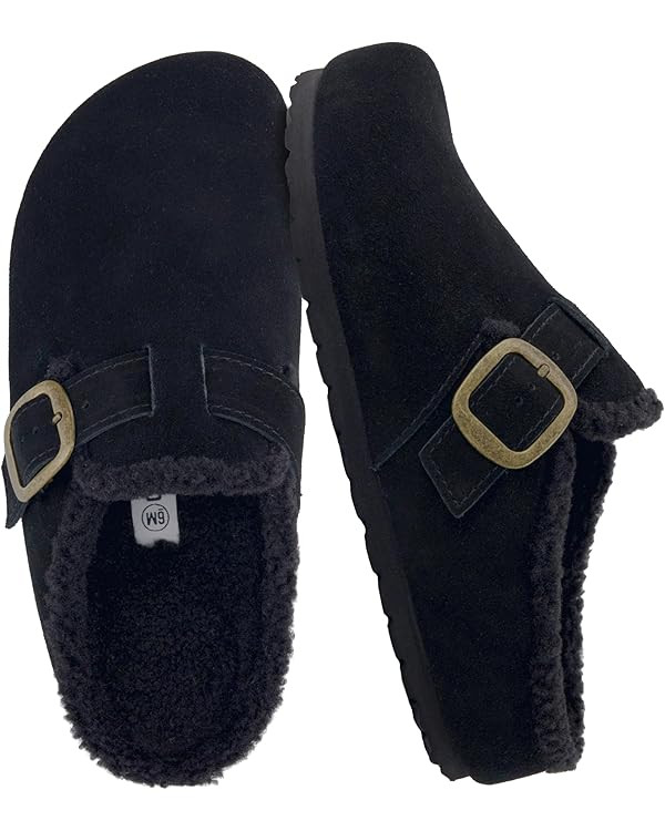 CUSHIONAIRE Haven Genuine Leather Clogs for Women – Faux Fur Lined Slip-On Womens Shoes with Co... | Amazon (US)
