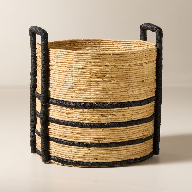 Aminah Woven Storage Basket with Black Handles Small + Reviews | CB2 | CB2