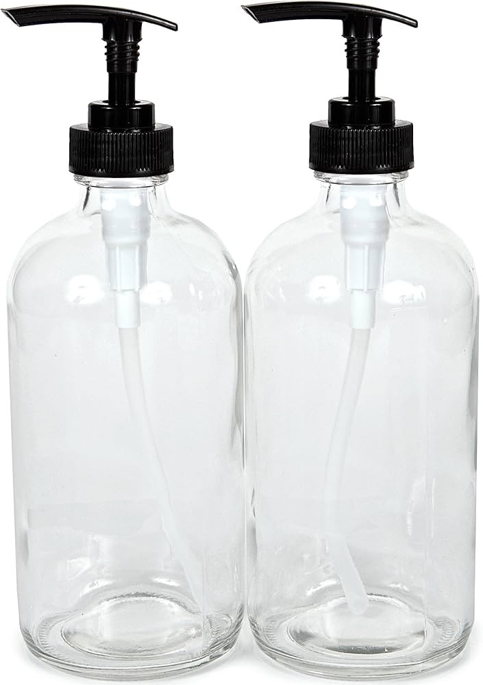 Vivaplex, 2, Large, 16 oz, Empty, Clear Glass Bottles with Black Lotion Pumps | Amazon (CA)