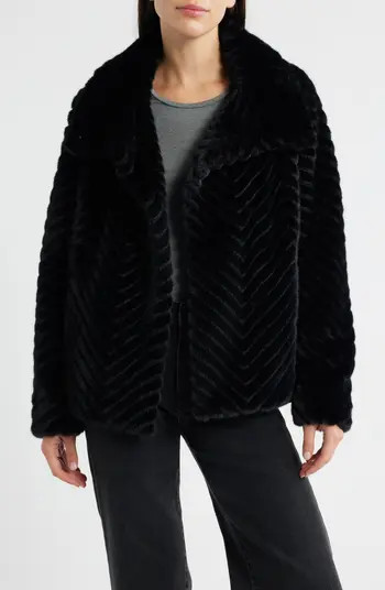 Chevron Quilted Faux Fur Jacket | Nordstrom