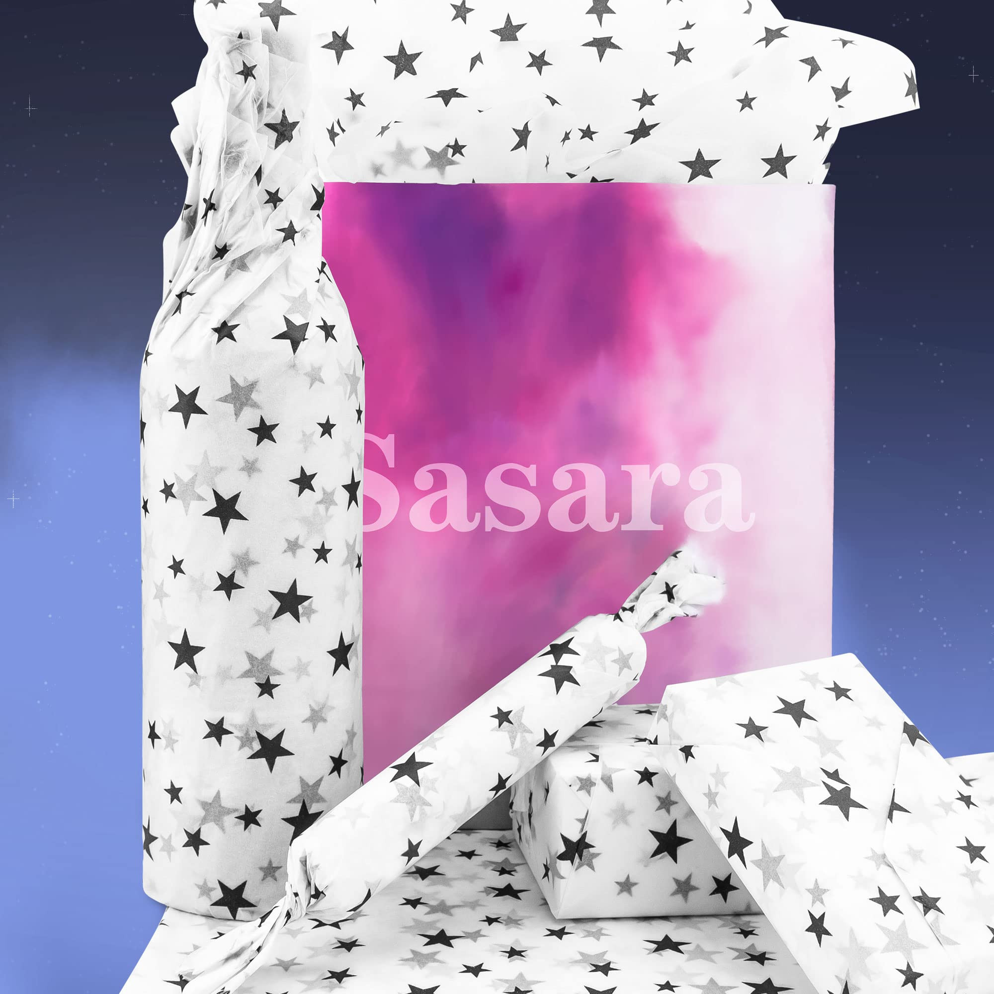 Hi Sasara 60 Sheets White with Black Star Tissue Paper,White and Black Tissue Paper for Gift Bags... | Amazon (US)