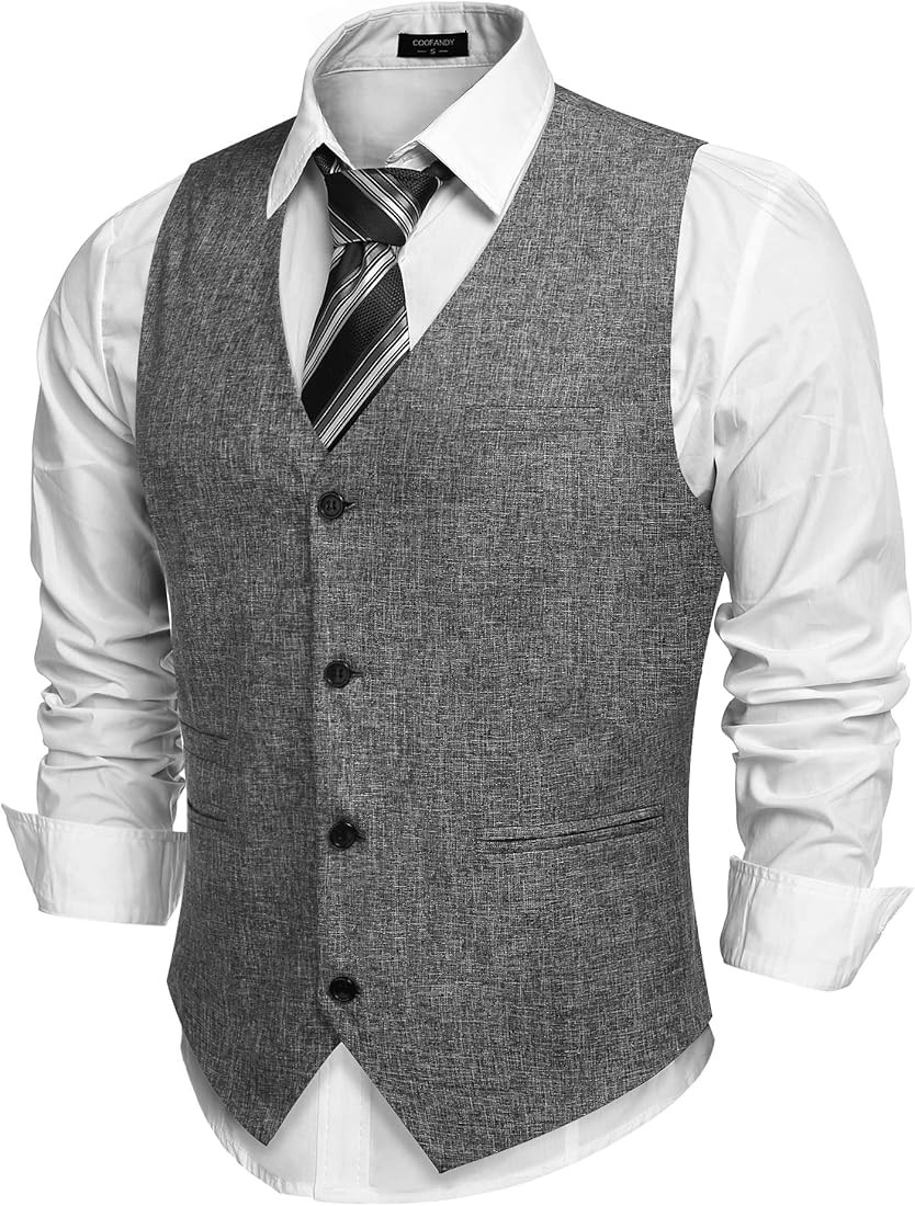 Men's Casual Business Vests Lightweight Waistcoat Slim Fit Suit Vest | Amazon (US)