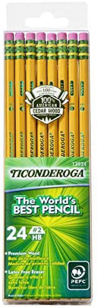 Ticonderoga Wood-Cased Pencils, Unsharpened, 2 HB Soft, Yellow, 24 Count | Walmart (US)