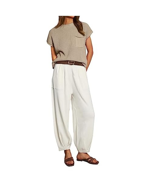 ANRABESS Women's Two Piece Outfits Sweater Sets Knit Pullover Tops and High Waisted Pants Tracksu... | Amazon (US)