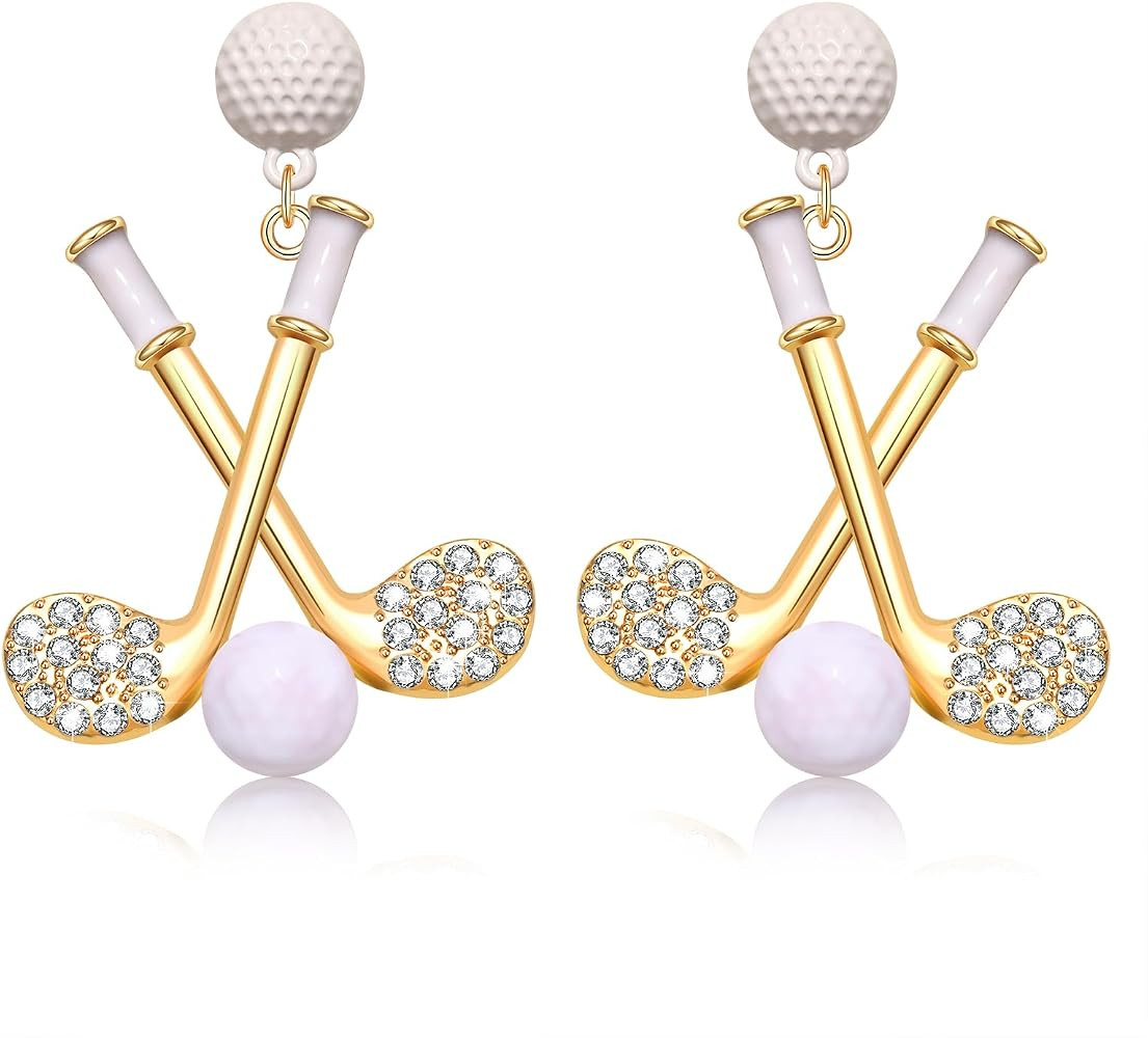 Golf Ball Bag Cart Earrings - Statement Golf Themed Jewelry for Women's Sport Game Day Outfits & ... | Amazon (US)