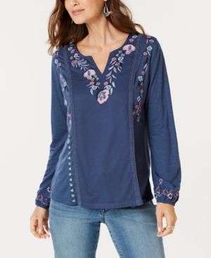 Style & Co Floral-Embroidered Top, Created for Macy's | Macys (US)