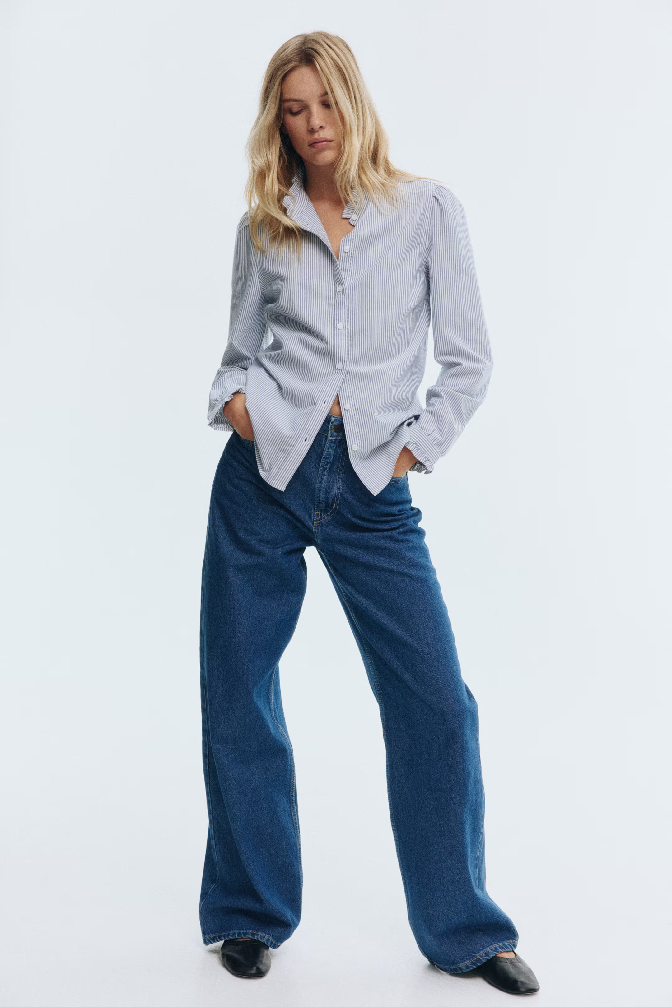 Frill-trimmed Oxford blouse | H&M (UK, MY, IN, SG, PH, TW, HK)