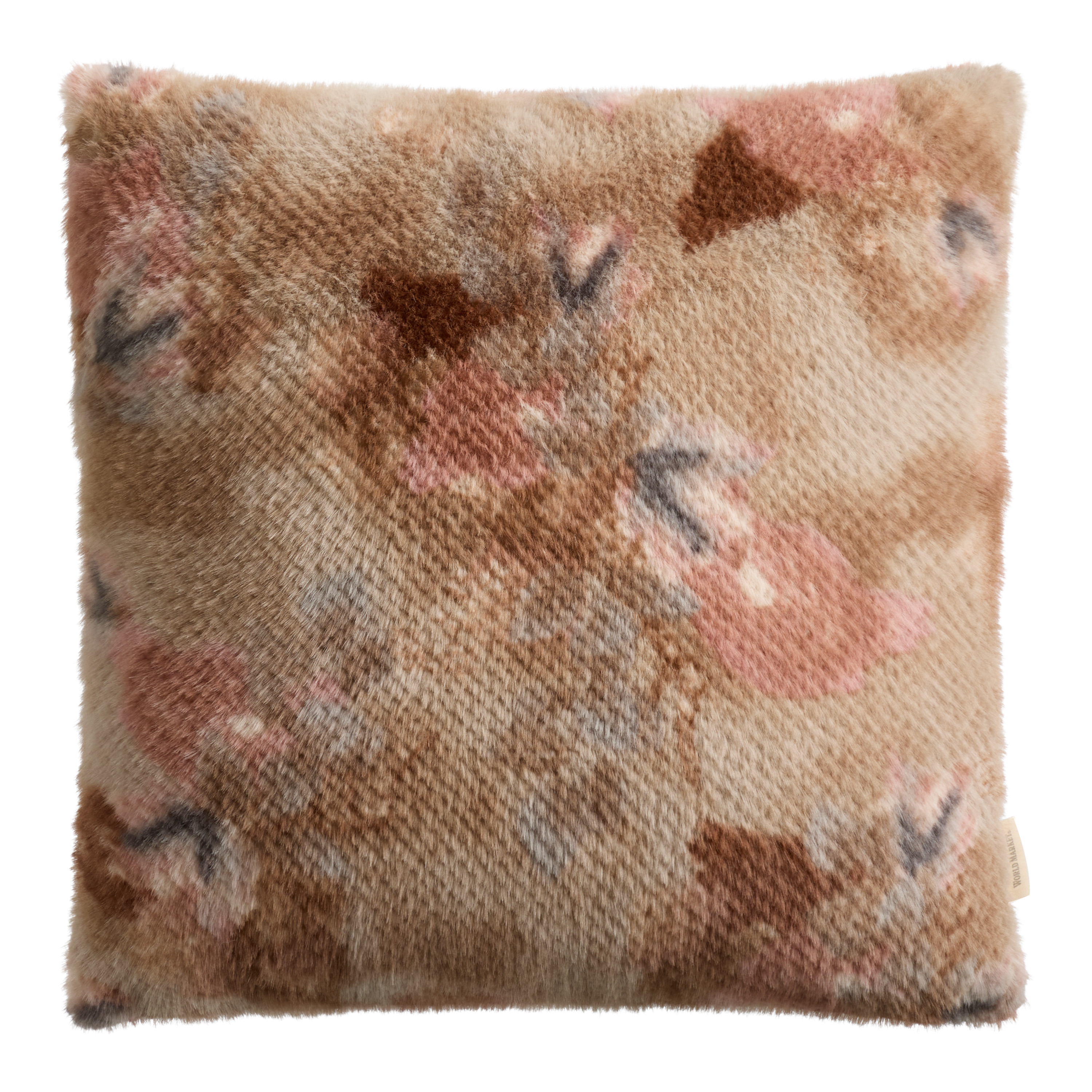 Muted Fuzzy Plush Abstract Watercolor Floral Throw Pillow | World Market