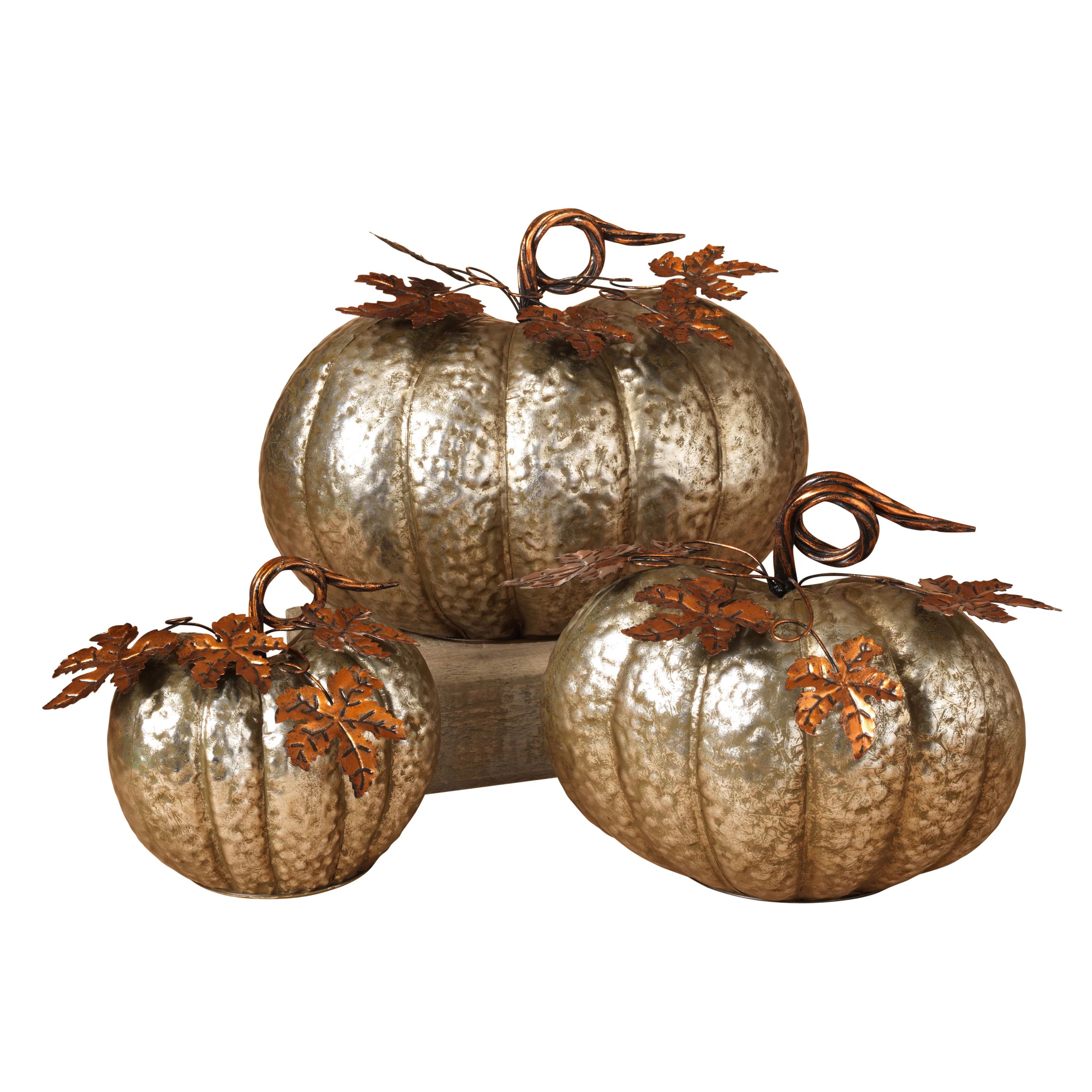 Assorted Sized Hammered Metal Pumpkins (Set of 3) | Walmart (US)