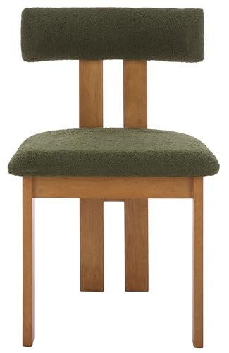 SAFAVIEH Home Collection - Calamo Dark Green Upholstered Dining Chair, Set of 2, Light Walnut Solid Wood Frame, Modern Accent Chairs (DCH3804A-SET2) | Amazon (US)
