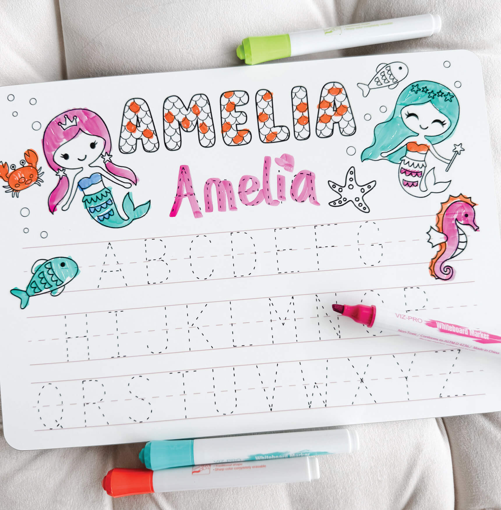 Kids Personalized Whiteboard | Mermaid Magic | Caden Lane