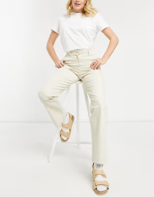 Monki Ava wide leg trousers in beige | ASOS | ASOS (Global)