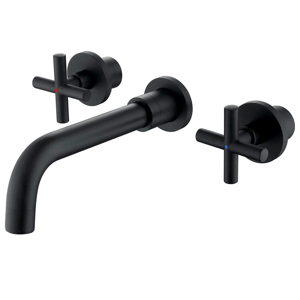 2 Double Handle Wall Mounted Bathroom Kitchen Faucet Basin Mixer Taps in Matte Black with Rough-i... | The Home Depot