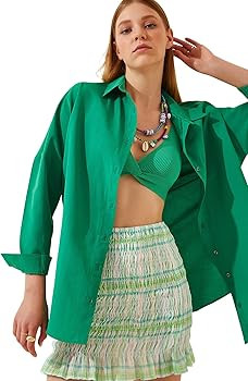 Womens Dressy Blouses Tops, Casual Long Sleeve Loose Fit Button Down Shirts | Amazon (US)