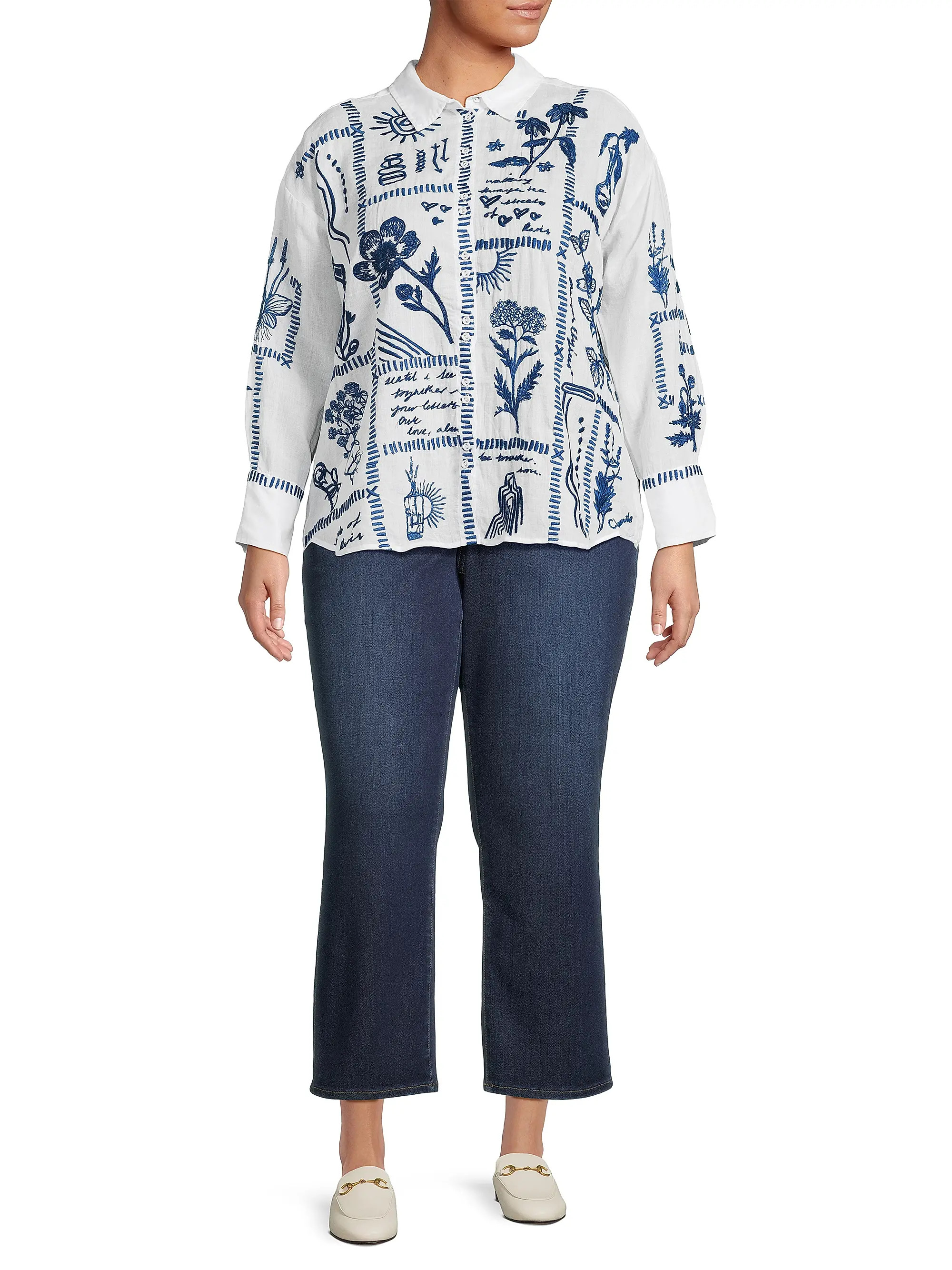 Botanique Embroidered Oversized Shirt | Saks Fifth Avenue