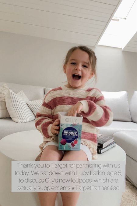 Lucy discovered the best new treats! #ad They're L'OLLY Pops from @OLLYwellness, and they're a supplement that can help kids feel calmer and more relaxed*, and contribute to an overall sense of wellbeing. The best part is that they're made by the same company that makes the girls' vitamins, so they're already very comfortable with and love the brand. (Great for parents of picky kids!) They're available at @Target! (For Ages 4+) See my Stories for more, and shop via: LTK #Target #TargetPartner #OLLYwellness

*This statement has not been evaluated by the Food and Drug Administration. This product is not intended to diagnose, treat, cure, or prevent any disease. 