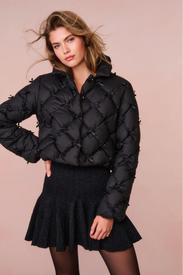 Kasey Quilted Bow-Embellished Jacket | LoveShackFancy