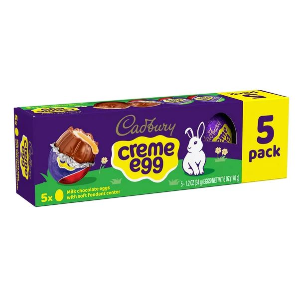 CADBURY, Milk Chocolate Crème Egg Candy, Easter, 1.2 oz, Pack (5 Count) - Walmart.com | Walmart (US)
