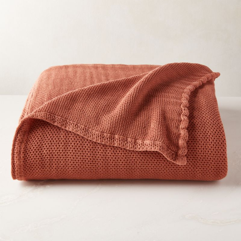 Liv Terracotta Waffle Full/Queen Blanket + Reviews | CB2 | CB2