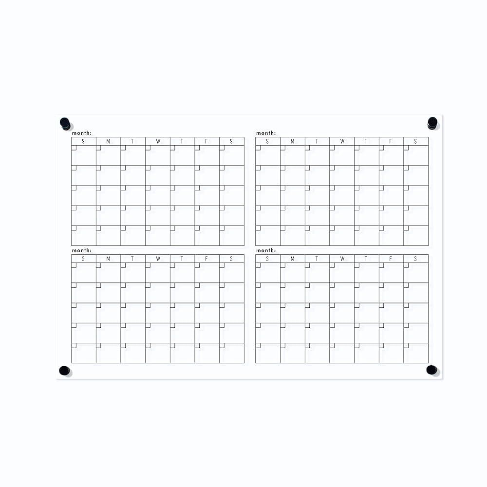 Quarterly Calendar | 26x38 calendar | 4 month wall calendar | Large Acrylic Calendar | Amazon (US)