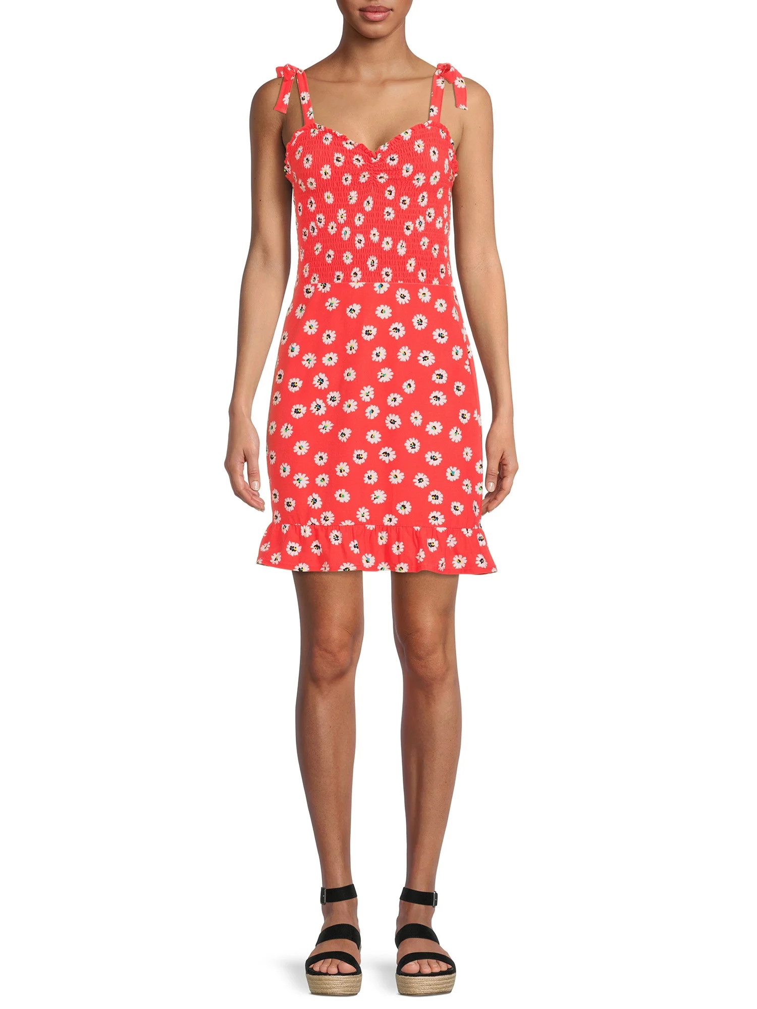 No Boundaries Juniors’ Smocked Bodycon Dress | Walmart (US)