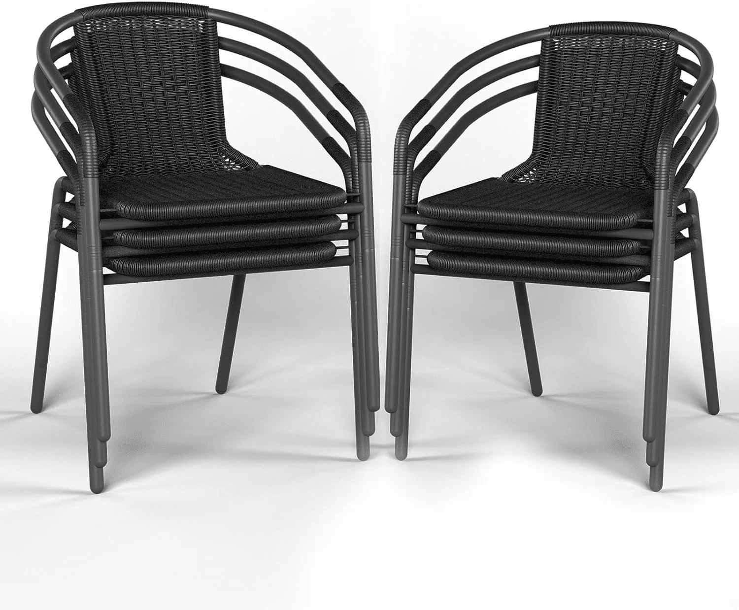 ELPOSUN Outdoor Dining Chairs Set of 6, Wicker Patio Chairs with Metal Frame, Rattan Indoor-Outdo... | Walmart (US)