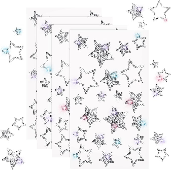 84 Pieces Self Adhesive Star Stickers, Star Glitter Bling Crystal Rhinestone Sticker for Christma... | Amazon (US)