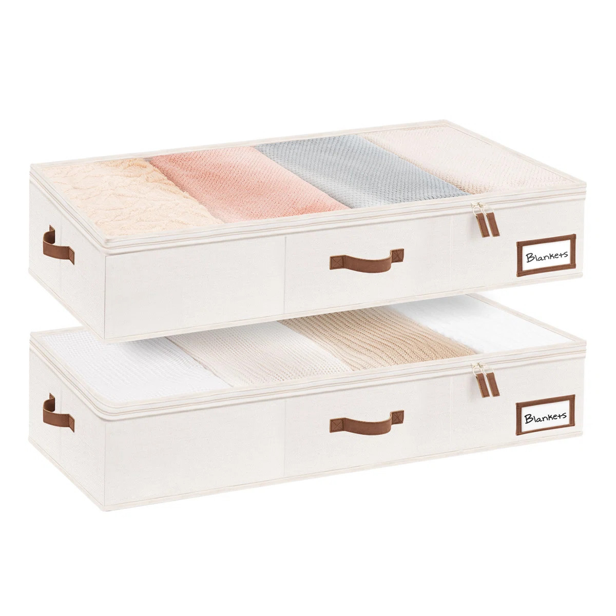 Large Underbed Storage Containers with Handles and Label Holder, Fabric Underbed Bins for Clothes... | Wayfair North America