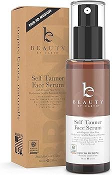 Face Tanner Serum - Fair to Medium Sunless Tanner for Face Sunless Tanner with Hyaluronic Acid - ... | Amazon (US)