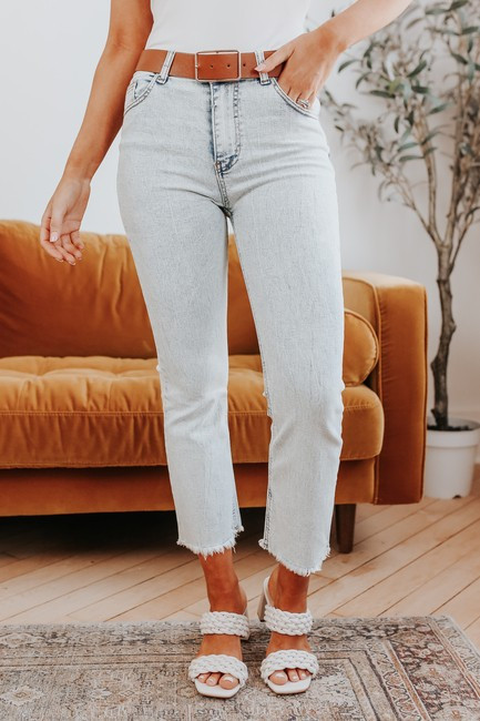 High Waisted Light Wash Straight Leg Jeans | Magnolia Boutique