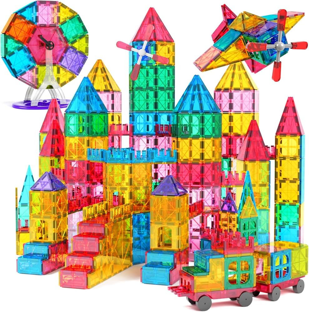 Jasonwell 100pcs Magnetic Tiles Building Blocks Set for Boys Girls Preschool Educational Magnet C... | Amazon (US)