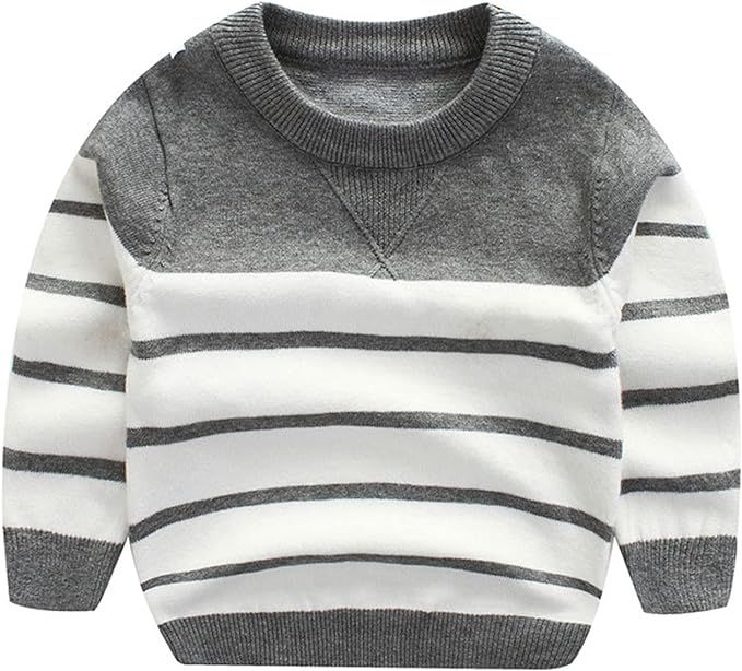 Peecabe Toddler Baby Cable Knit Sweater for Boys Long Sleeve Crewneck Striped Cotton Pullover Swe... | Amazon (US)