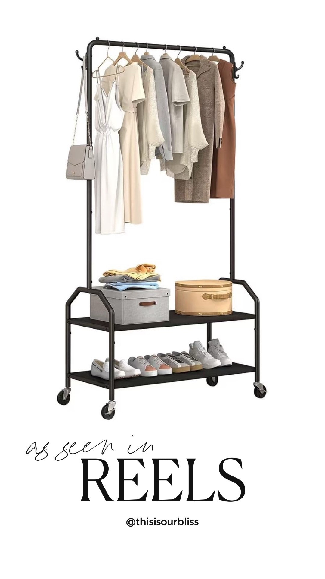 My clothing rack - under $25! 

Has shelves & hooks for purses, shoes & accessories! 

Perfect for pulling out your festive holiday pieces to set aside! So you remember to wear them all season long! ✨🎄💫💃🏻

#LTKSeasonal #LTKHoliday #LTKStyleTip