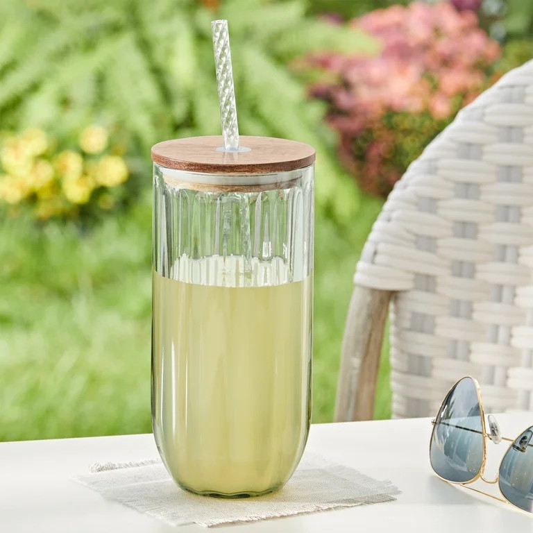 Better Homes and Gardens 21-Ounce Green Tritan Tumbler with Acacia Wood Lid | Walmart (US)