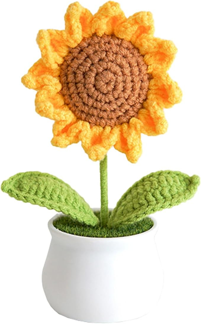 Crochet Flowers Artificial Sunflower for Office Desk Car Dashboard Decor, Funny Gifts for Women B... | Amazon (US)