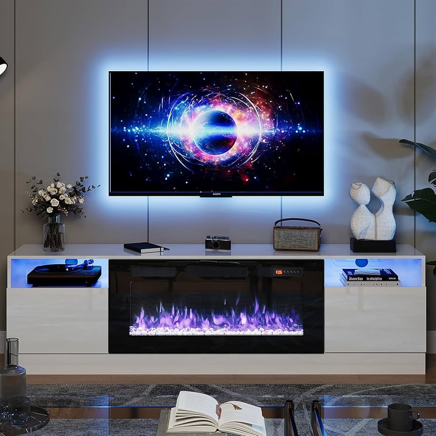 oneinmil Fireplace TV Stand with 36" Electric Fireplace, LED Light Entertainment Center, Modern W... | Amazon (US)