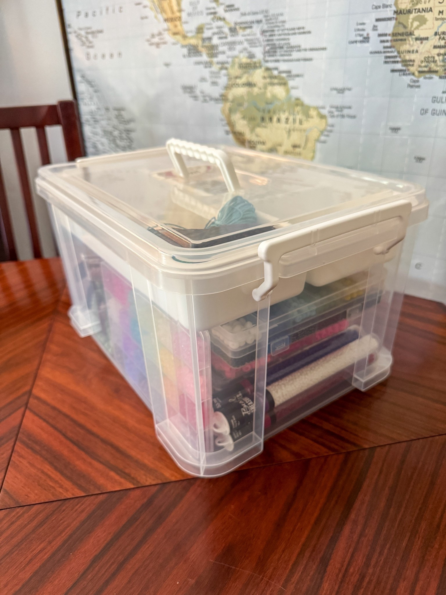 This craft tote is perfect for storing & organizing your beaded jewelry making supplies! Keep bead sets in the bottom & use the divided tray for tools, cord and other small items. 

#LTKOver40 #LTKHome
