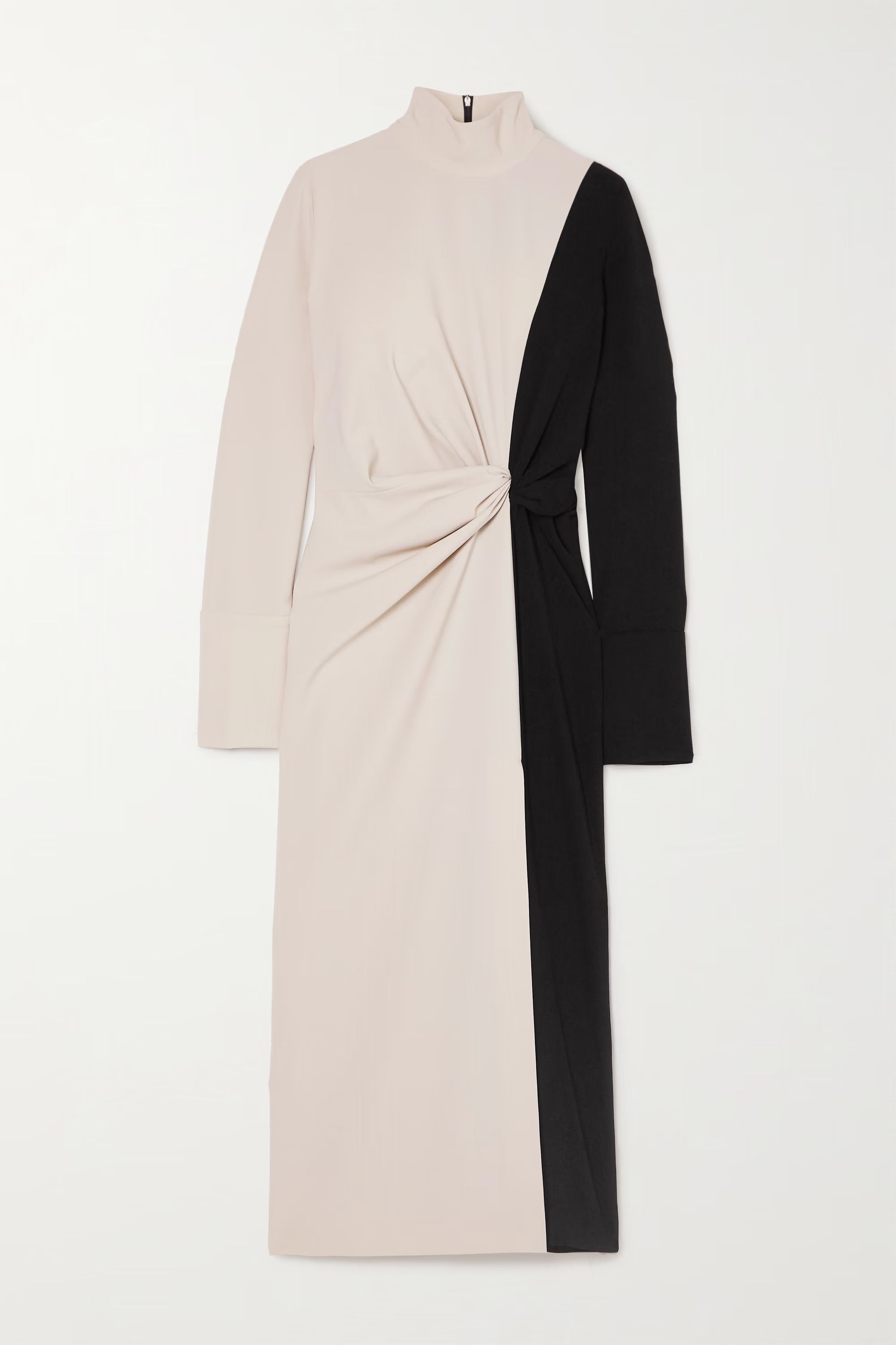 Black Morie two-tone knotted crepe midi dress | 16ARLINGTON | NET-A-PORTER | NET-A-PORTER (UK & EU)