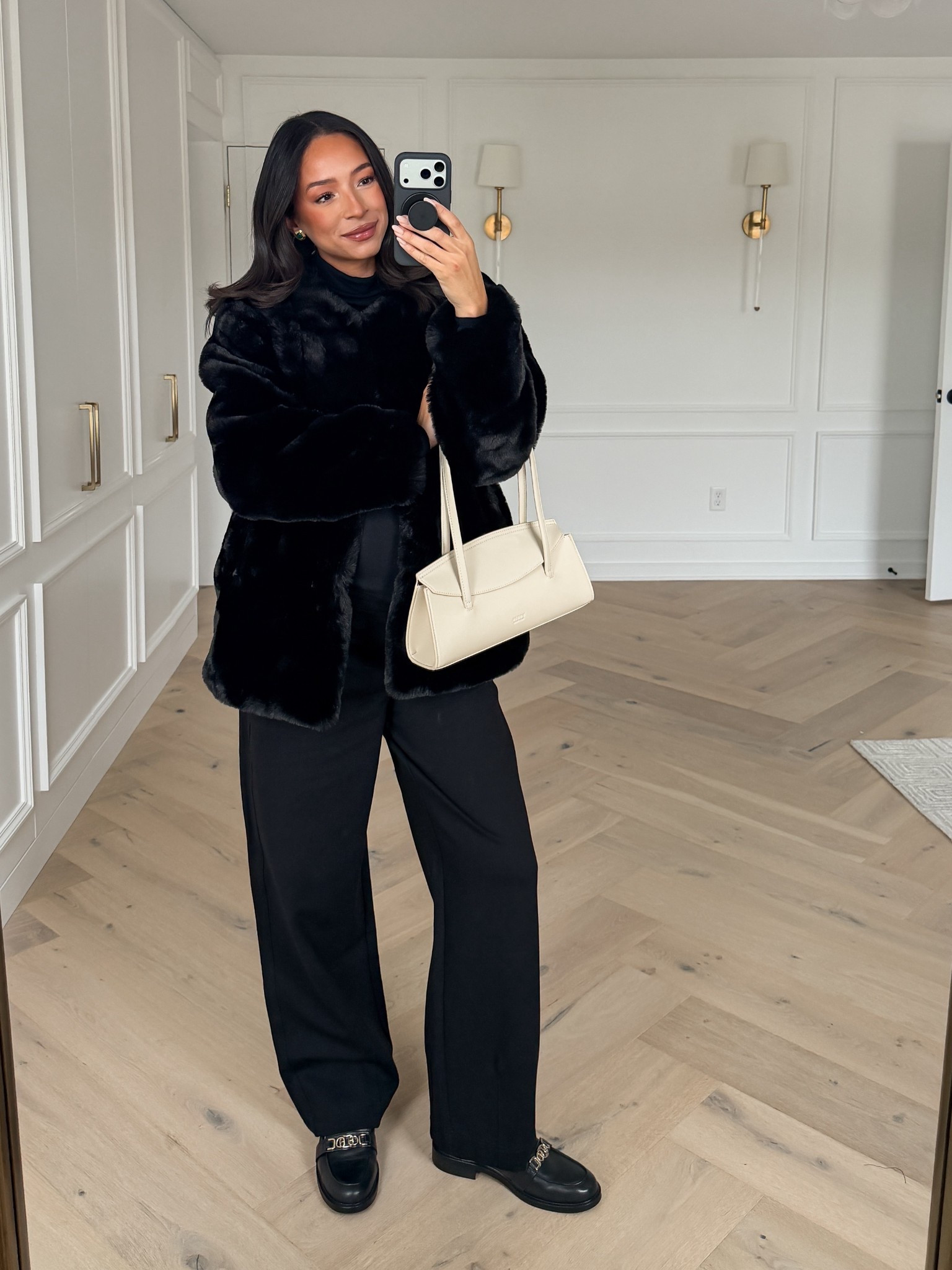 Faux fur jacket on SALE - under $150!! Wearing size S black top, size M fur jacket and size M black barrel pants Winter outfit Winter fashion Comfy outfit Holiday outfit Holiday party outfit

#LTKSeasonal #LTKHoliday #LTKSaleAlert