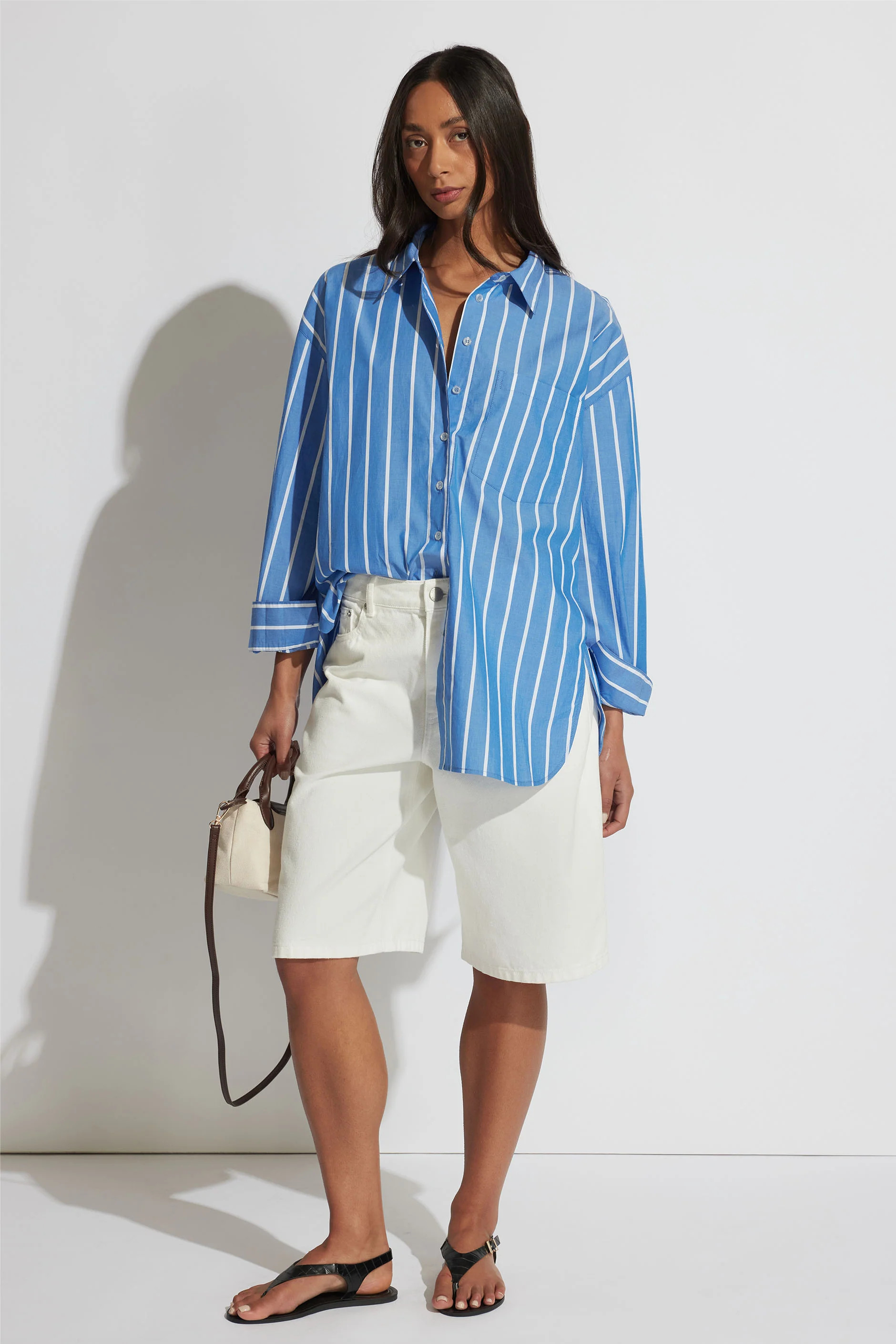 Ella Oversized Shirt - Capri Stripe | DECJUBA