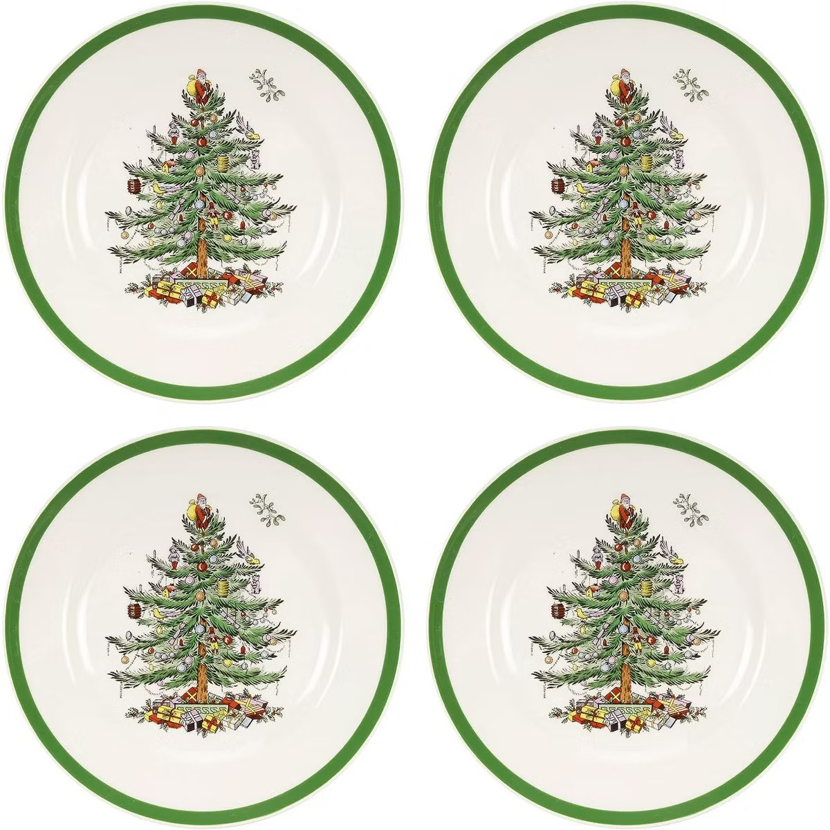 Spode Christmas Tree 8" Salad Plate Set of 4- Stoneware Plate with Christmas Tree Design, Green B... | Target