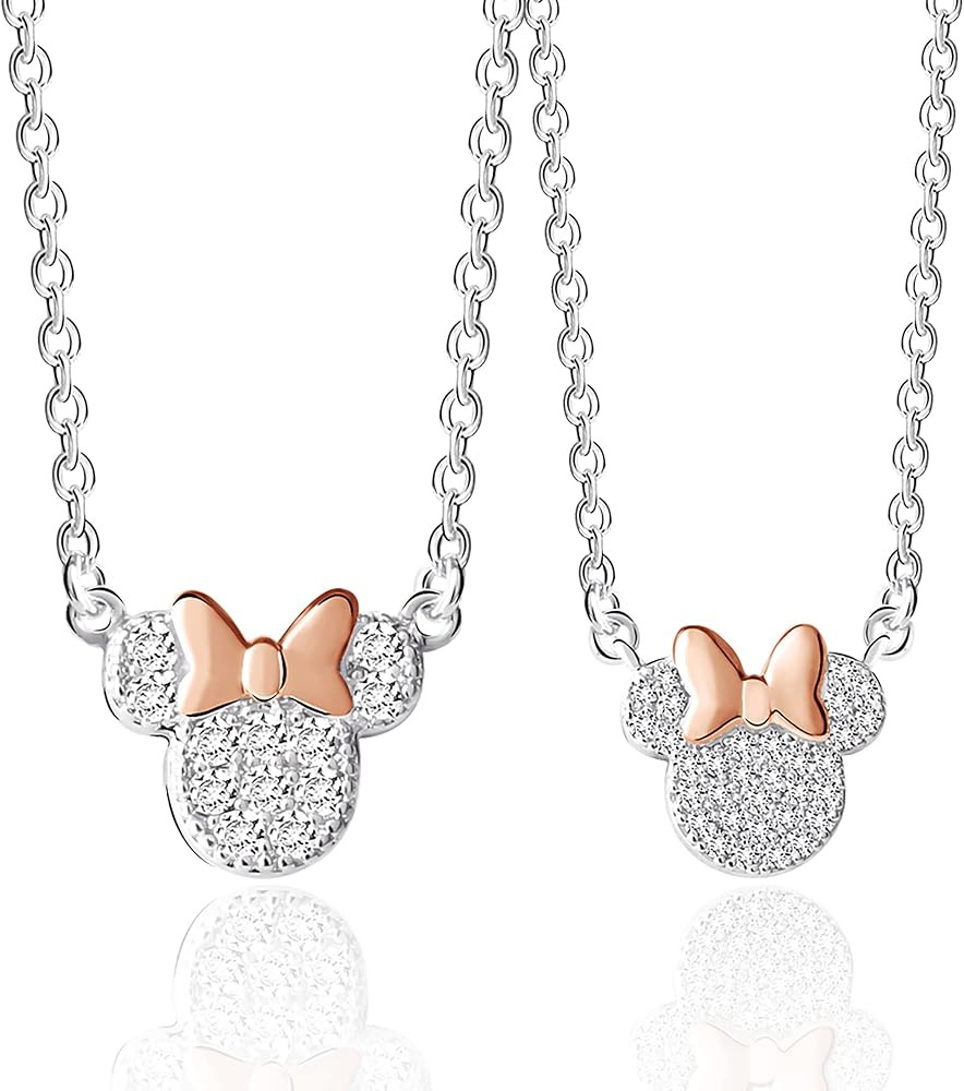 Disney Minnie Mouse Silver Plated Cubic Zirconia Mommy & Me Necklace Set - Minnie Mouse Necklace ... | Amazon (US)