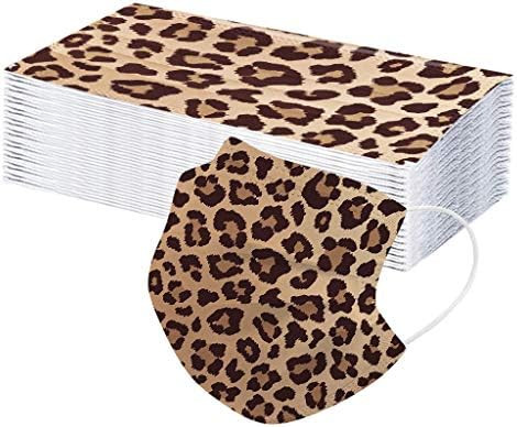 50 PCS Leopard_Face_Masks for Adult,Leopard Print 3-Ply Fabric with Elastic Earloops and Nose Cli... | Amazon (US)