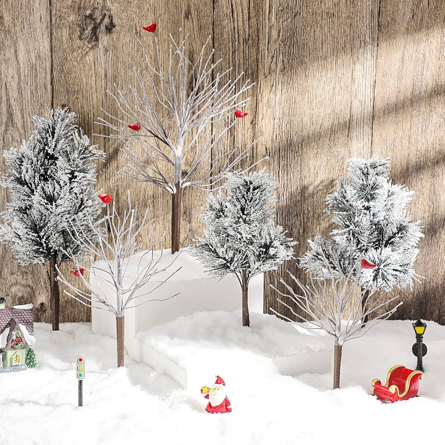 Juego de 6 piezas de árboles de pueblo de Navidad, ramas desnudas, figura de accesorio, árboles... | Amazon (US)