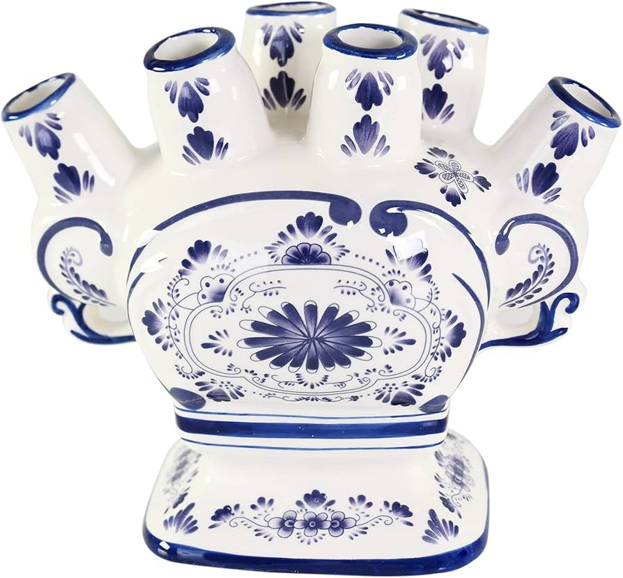 HOME-X Unique Ceramic Flower Vase, 6 Port Bud Vase, Ceramic 6 Finger Bud Vase, Traditional Design... | Amazon (US)