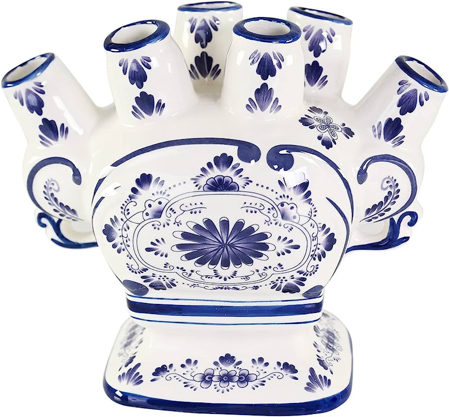 HOME-X Unique Ceramic Flower Vase, 6 Port Bud Vase, Ceramic 6 Finger Bud Vase, Traditional Design... | Amazon (US)