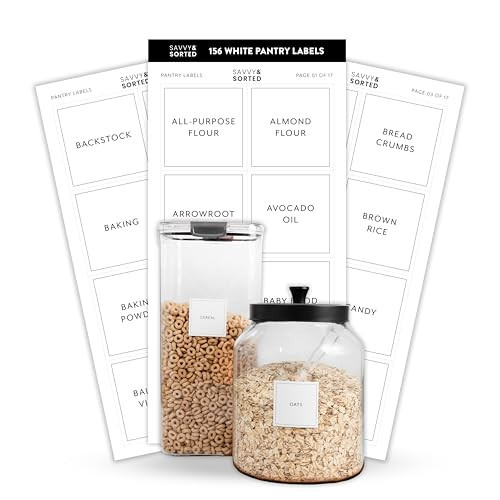 Pantry Labels for Food Containers, 156 Preprinted Kitchen Labels for Storage Bins and Glass Jars, Waterproof Removable Organizing Stickers for Food and Pantry Essentials | Amazon (US)