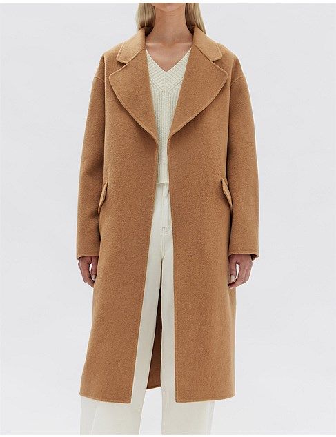 Sadie Single Breasted Wool Coat Camel | David Jones (Australia & New Zealand)