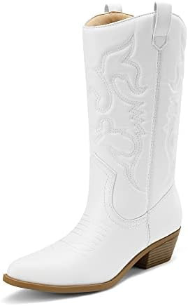 DREAM PAIRS Women's Cowboy Boots Pull On Cowgirl Boots Mid Calf Western Boots, Available in Regul... | Amazon (US)