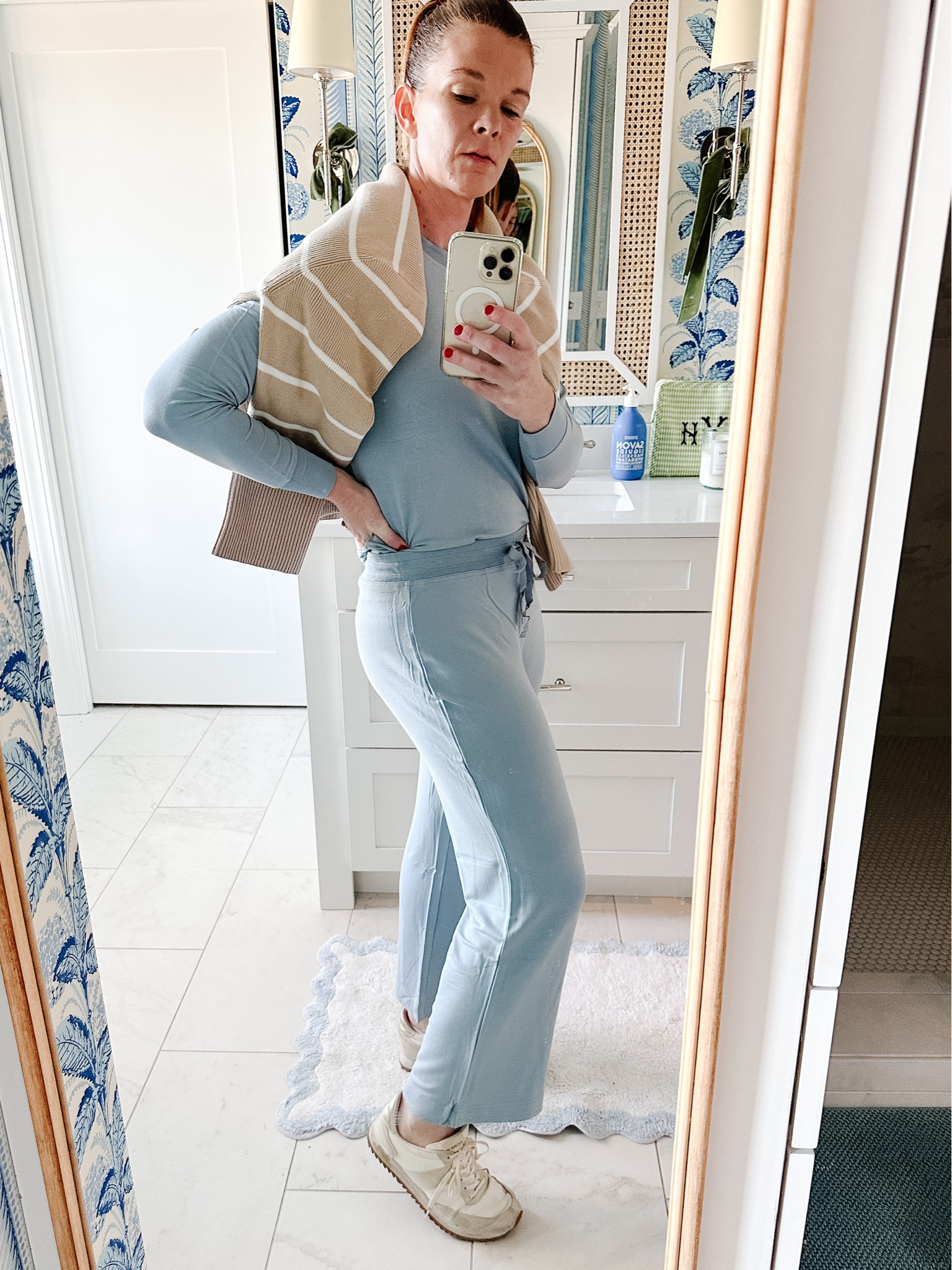 Post run cozy✨ perfect travel set for car or plane, work from home outfit, winter cozy, pale blue relax set from lake, cotton sweater 

#LTKSeasonal